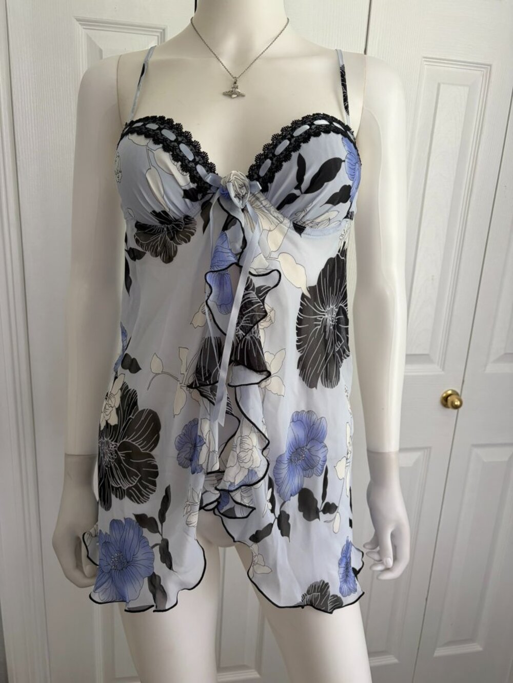 Apt 9 size Small black & blue lingerie cami top y2k